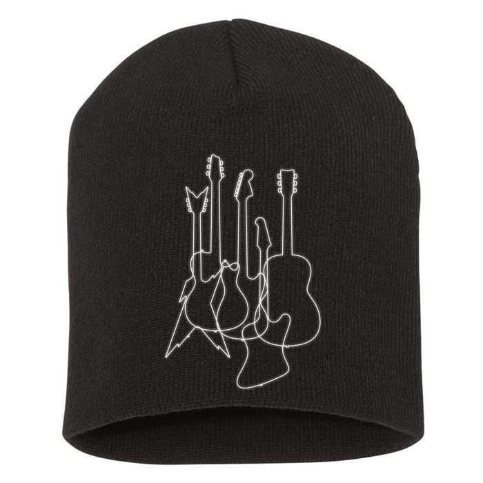 Retro Guitars Short Acrylic Beanie