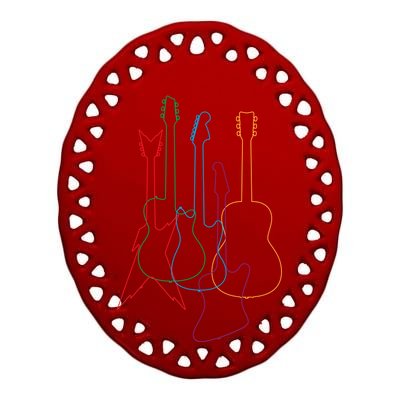 Retro Guitars Ceramic Oval Ornament