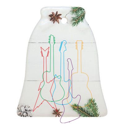 Retro Guitars Ceramic Bell Ornament