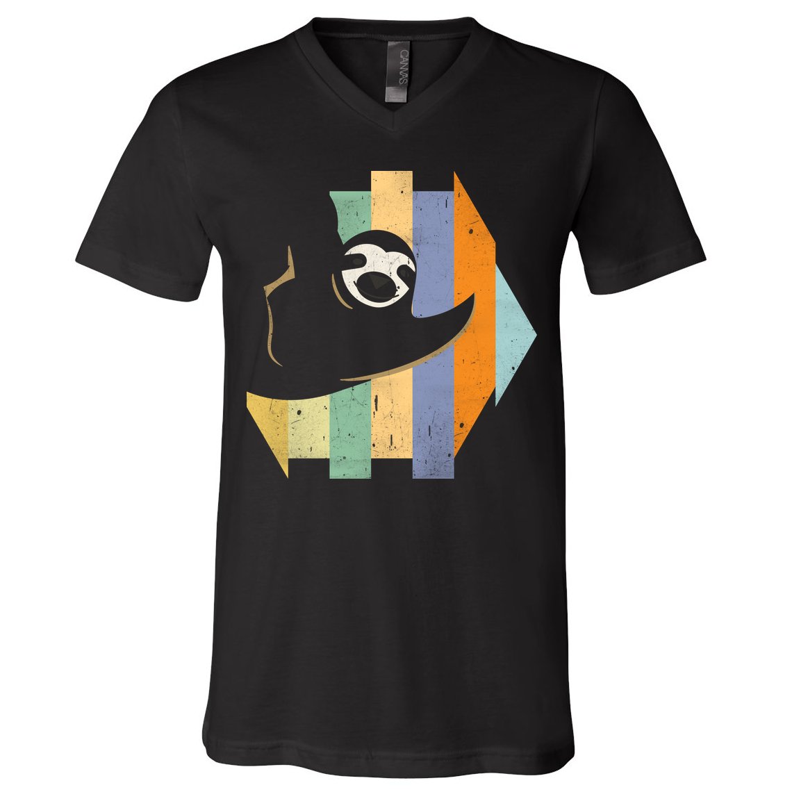 Retro Hanging Sloth V-Neck T-Shirt