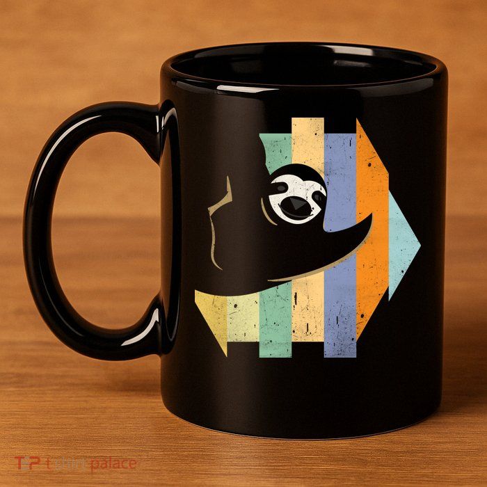 Retro Hanging Sloth 11oz C Handle Ceramic Mug