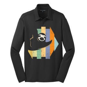 Retro Hanging Sloth Silk Touch Performance Long Sleeve Polo