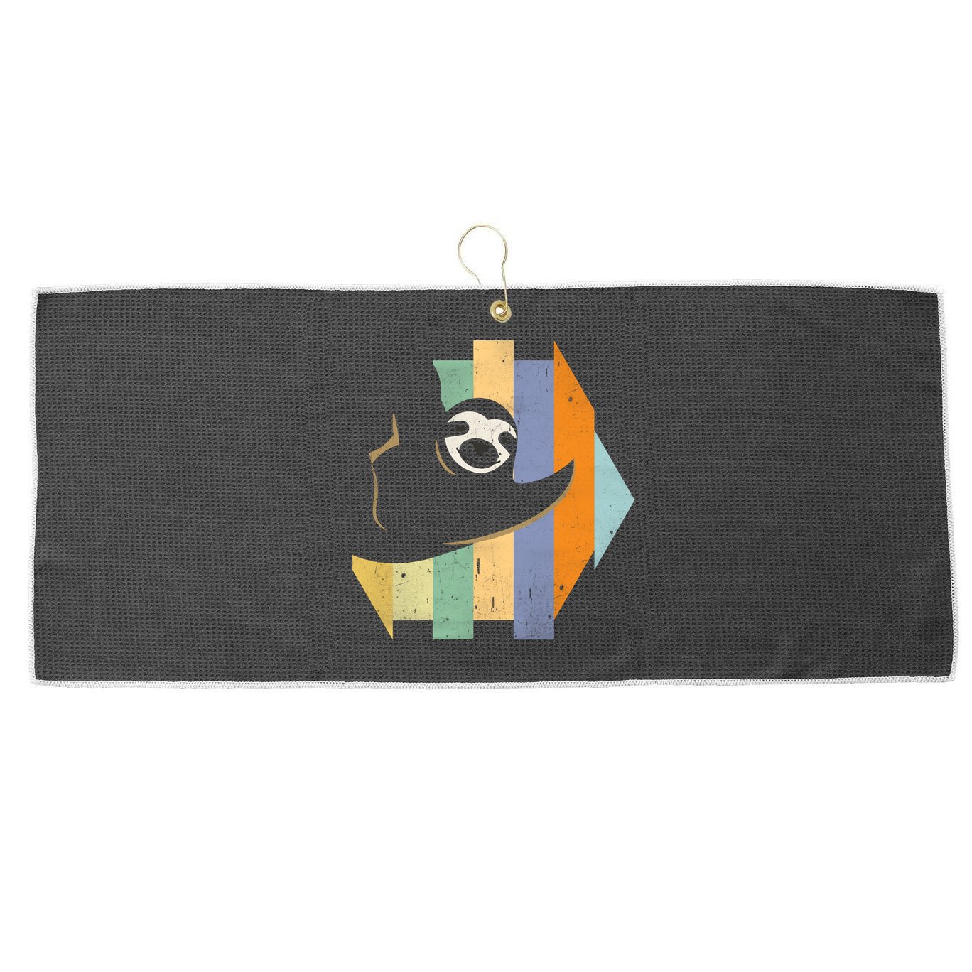 Retro Hanging Sloth Large Microfiber Waffle Golf Towel