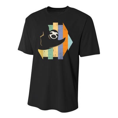 Retro Hanging Sloth Youth Performance Sprint T-Shirt