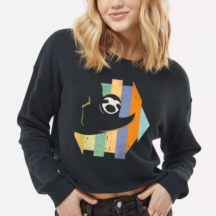 Retro Hanging Sloth Cropped Pullover Crew