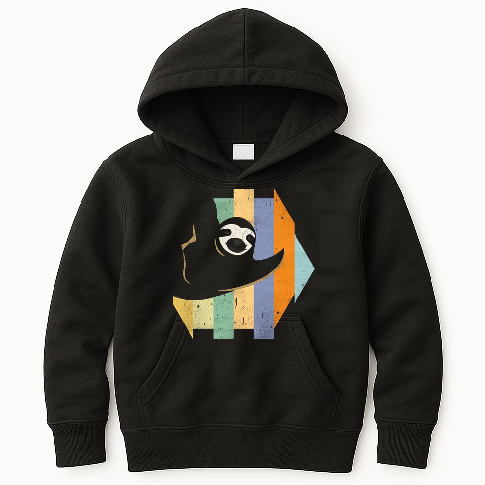 Retro Hanging Sloth Kids Hoodie
