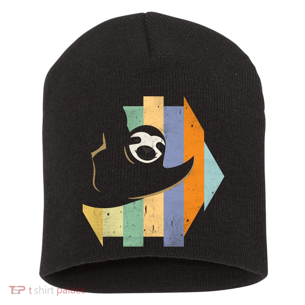 Retro Hanging Sloth Short Acrylic Beanie