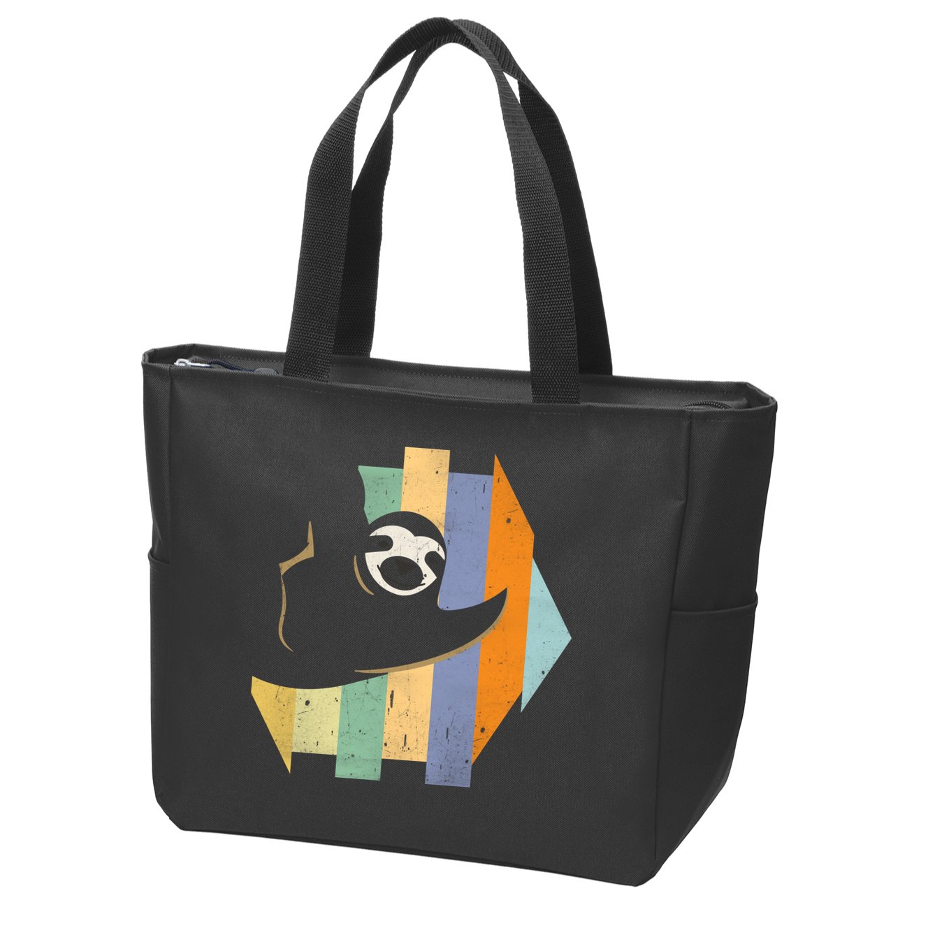 Retro Hanging Sloth Zip Tote Bag