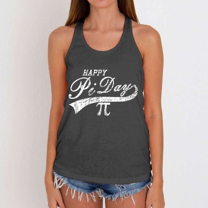 Retro Happy Pi Day 3.14 March 14th Math Geek Women's Knotted Racerback Tank