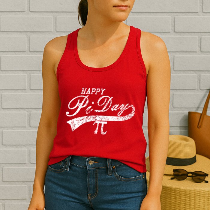 Retro Happy Pi Day 3.14 March 14th Math Geek Womens Tank Top