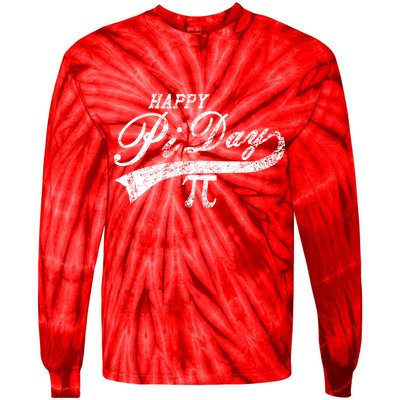 Retro Happy Pi Day 3.14 March 14th Math Geek Tie-Dye Long Sleeve Shirt