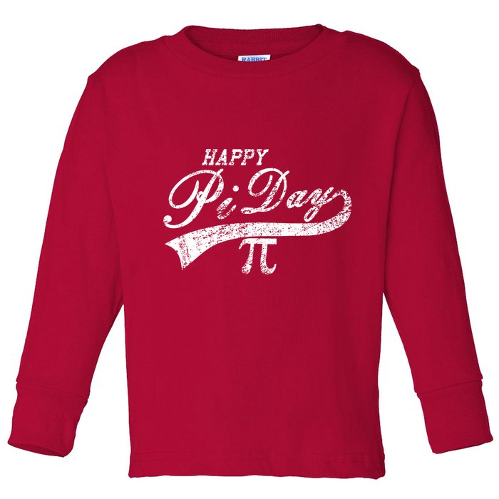 Retro Happy Pi Day 3.14 March 14th Math Geek Toddler Long Sleeve Shirt