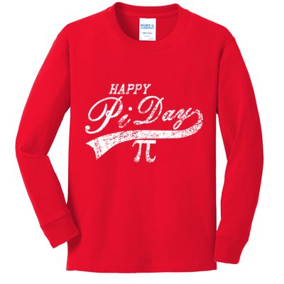 Retro Happy Pi Day 3.14 March 14th Math Geek Kids Long Sleeve Shirt