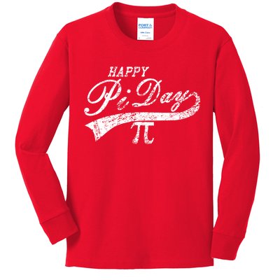 Retro Happy Pi Day 3.14 March 14th Math Geek Kids Long Sleeve Shirt