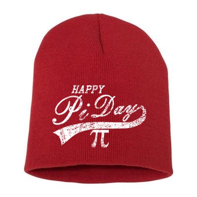 Retro Happy Pi Day 3.14 March 14th Math Geek Short Acrylic Beanie