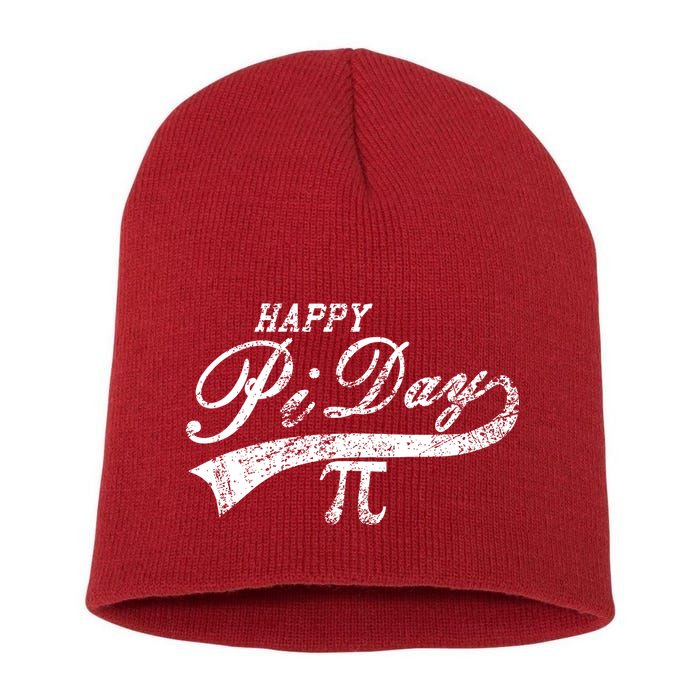 Retro Happy Pi Day 3.14 March 14th Math Geek Short Acrylic Beanie