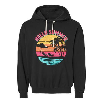 Retro Hello Summer Garment-Dyed Fleece Hoodie