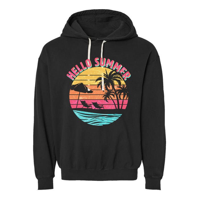 Retro Hello Summer Garment-Dyed Fleece Hoodie