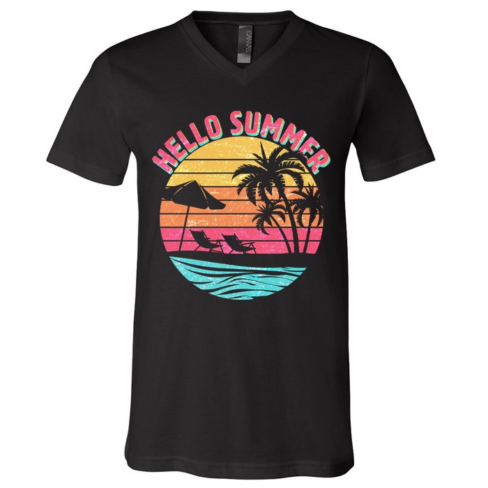 Retro Hello Summer V-Neck T-Shirt