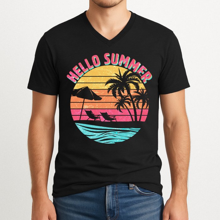 Retro Hello Summer V-Neck T-Shirt