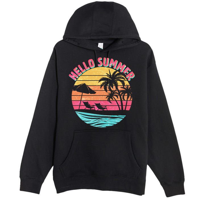 Retro Hello Summer Premium Pullover Hoodie