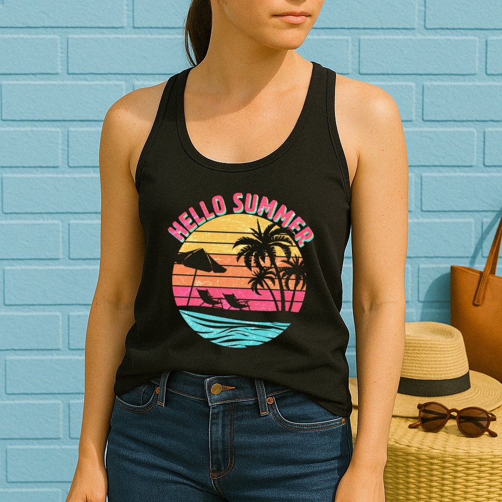 Retro Hello Summer Womens Tank Top