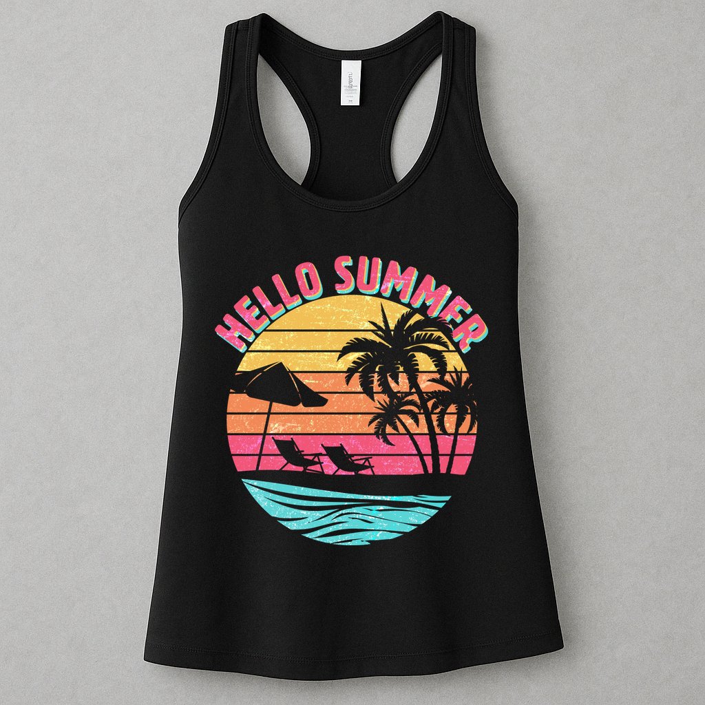 Retro Hello Summer Womens Tank Top