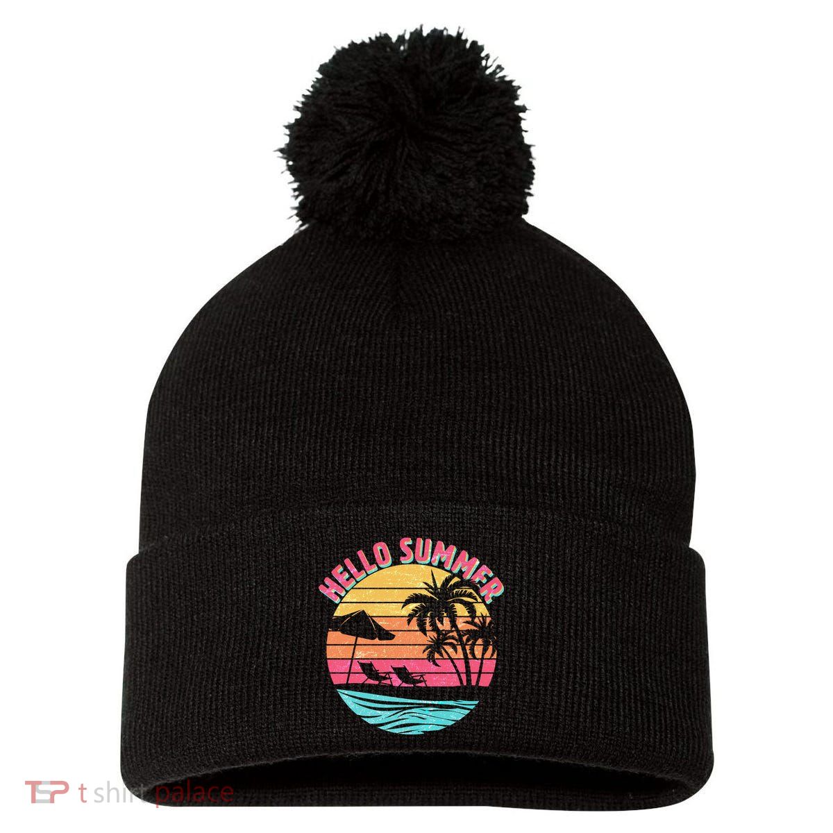 Retro Hello Summer Pom Pom 12in Knit Beanie
