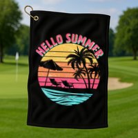 Retro Hello Summer Golf Towel