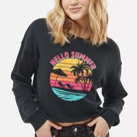 Retro Hello Summer Cropped Pullover Crew