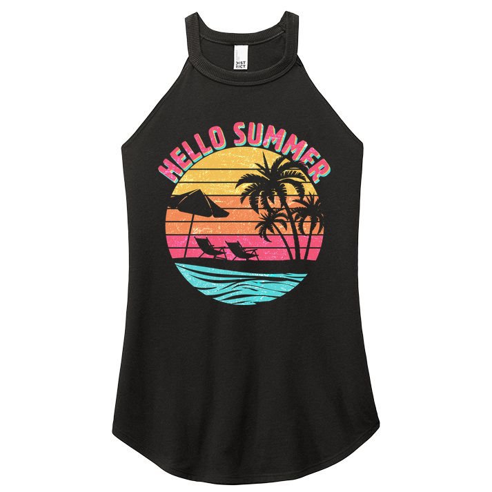 Retro Hello Summer Women's Perfect Tri Rocker Tank