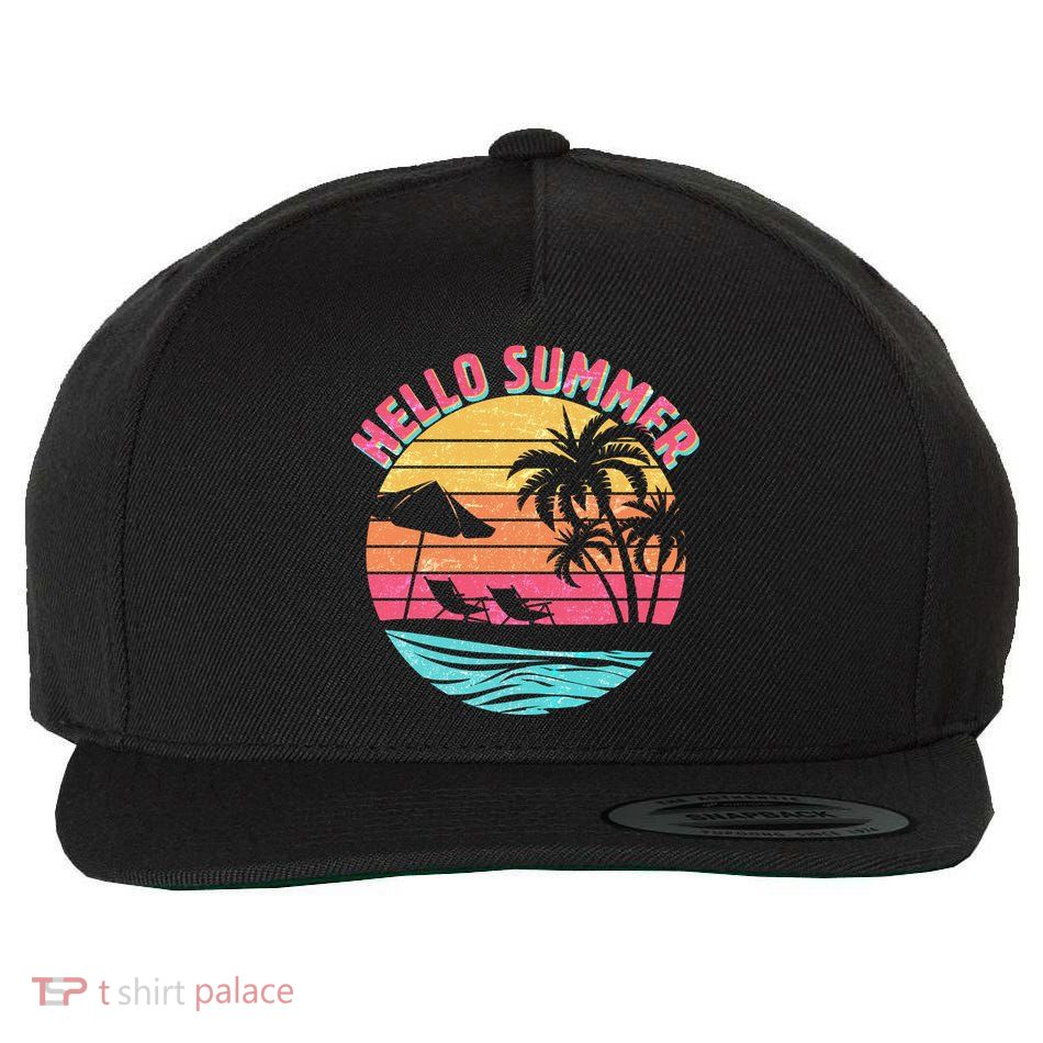 Retro Hello Summer Wool Snapback Cap