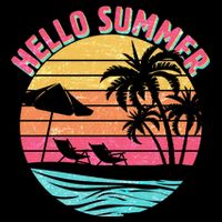 Retro Hello Summer Full Zip Hoodie