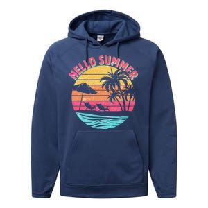 Retro Hello Summer Performance Fleece Hoodie