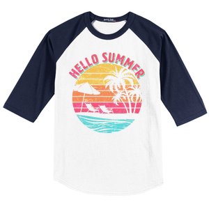 Retro Hello Summer Baseball Sleeve Shirt