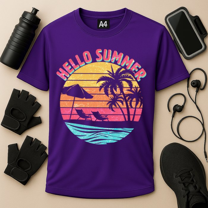 Retro Hello Summer Performance Shirt