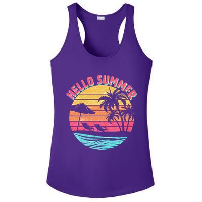 Retro Hello Summer Ladies PosiCharge Competitor Racerback Tank