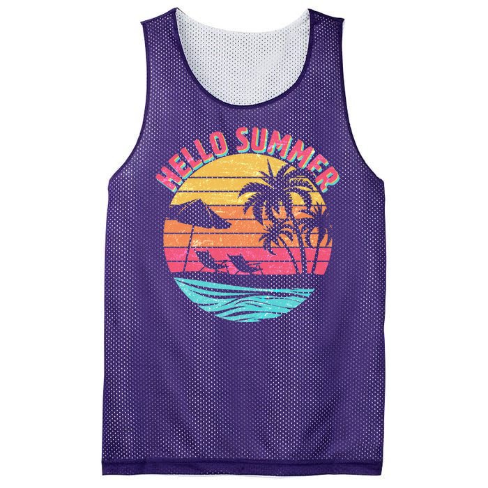 Retro Hello Summer Mesh Reversible Basketball Jersey Tank