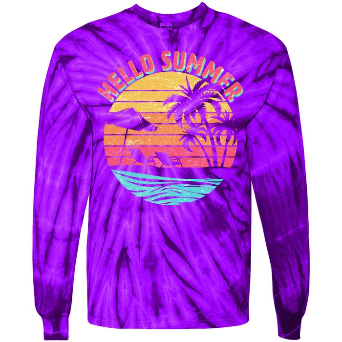 Retro Hello Summer Tie-Dye Long Sleeve Shirt