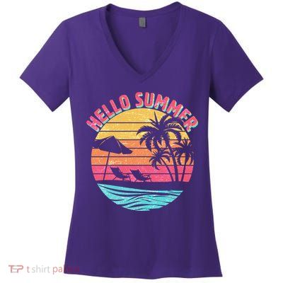 Retro Hello Summer Women's V-Neck T-Shirt