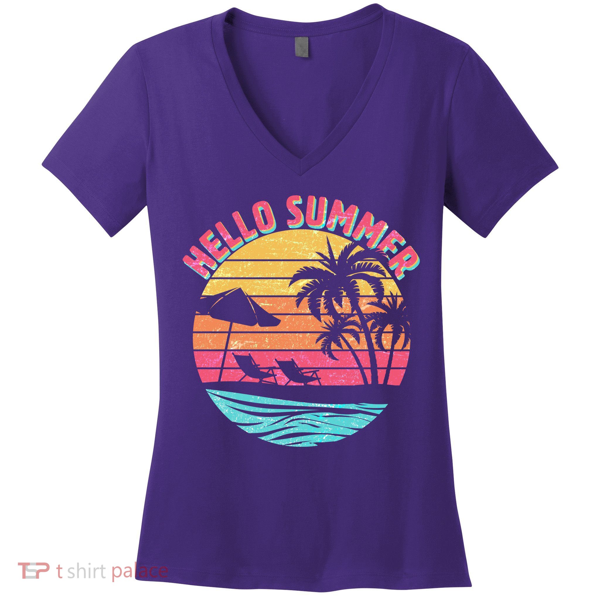 Retro Hello Summer Women's V-Neck T-Shirt
