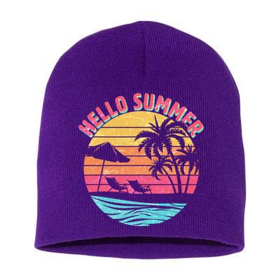 Retro Hello Summer Short Acrylic Beanie
