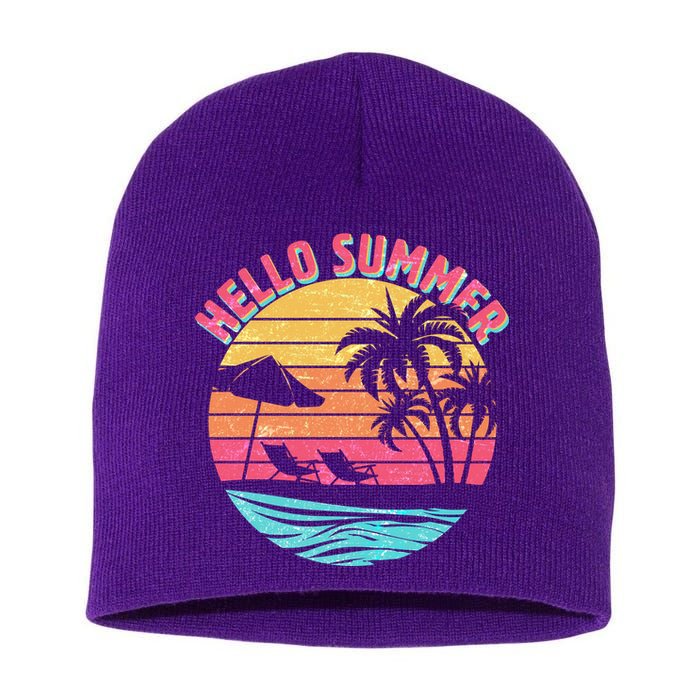 Retro Hello Summer Short Acrylic Beanie