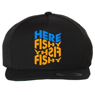 Retro Here Fishy Fishy Fishy Wool Snapback Cap
