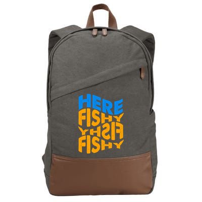 Retro Here Fishy Fishy Fishy Cotton Canvas Backpack