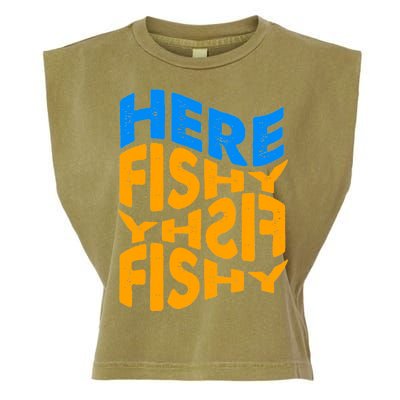 Retro Here Fishy Fishy Fishy Garment-Dyed Women's Muscle Tee