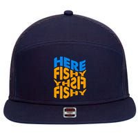 Retro Here Fishy Fishy Fishy 7 Panel Mesh Trucker Snapback Hat