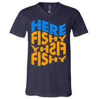 Retro Here Fishy Fishy Fishy V-Neck T-Shirt