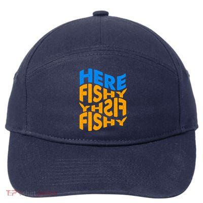 Retro Here Fishy Fishy Fishy 7-Panel Snapback Hat