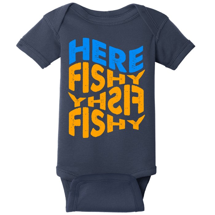 Retro Here Fishy Fishy Fishy Baby Bodysuit